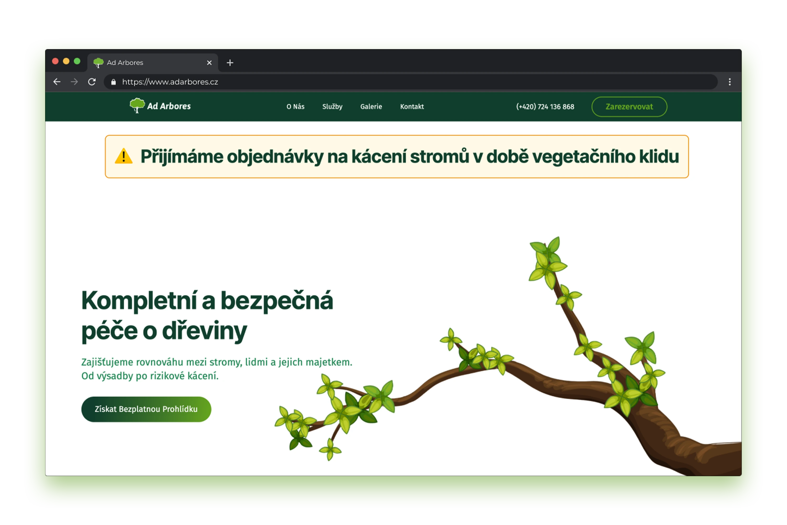 Webové stránky Ad Arbores